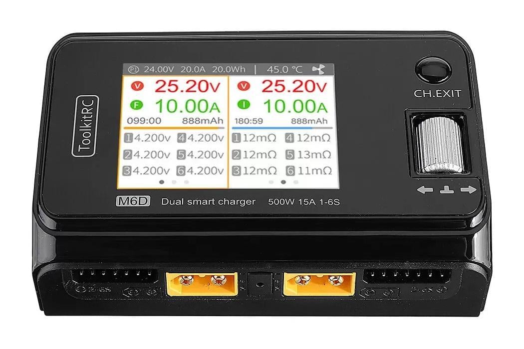 Пристрій зарядний ToolKitRC M6D Дуо 500W 15A 1-6S без блока живлення (56527)