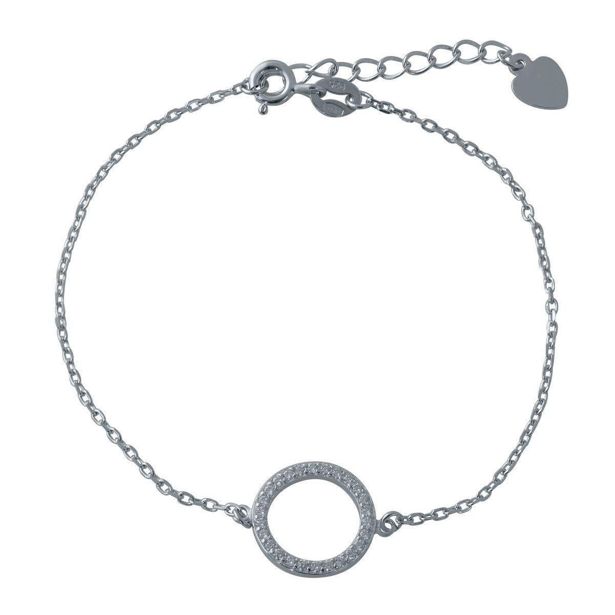 Браслет серебряный с фианитами в форме круга