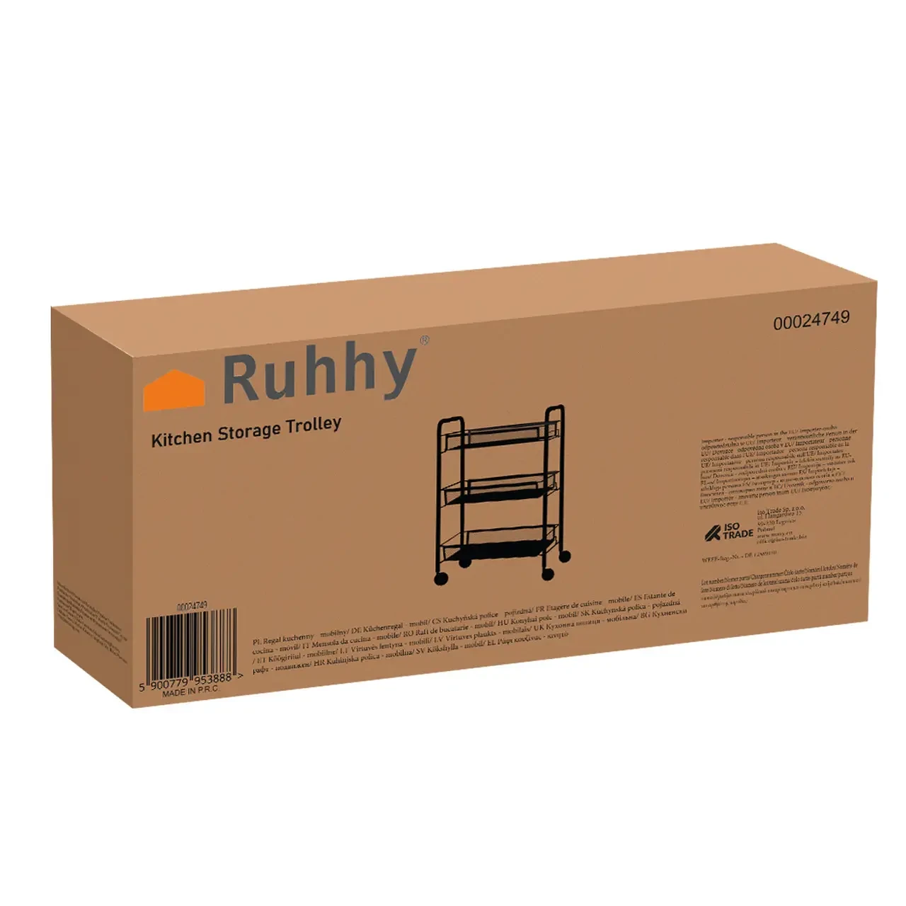 Стеллаж кухонный на колесах Ruhhy 24749 с тремя полками Black (24749 ) - фото 8 Стеллаж кухонный на колесах Ruhhy 24749 с тремя полками Black (24749 ) - фото 8