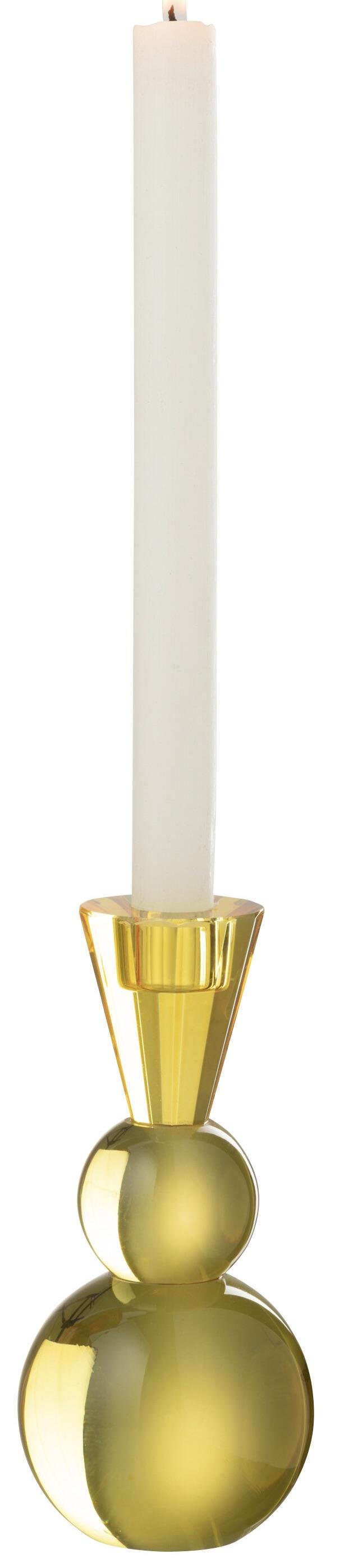 Свічник J-LINE скляний 18 см Жовтий