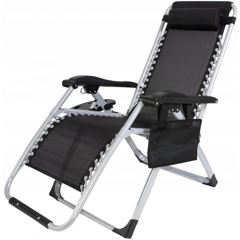 Шезлонг Bonro BG-006 с карманом Черный