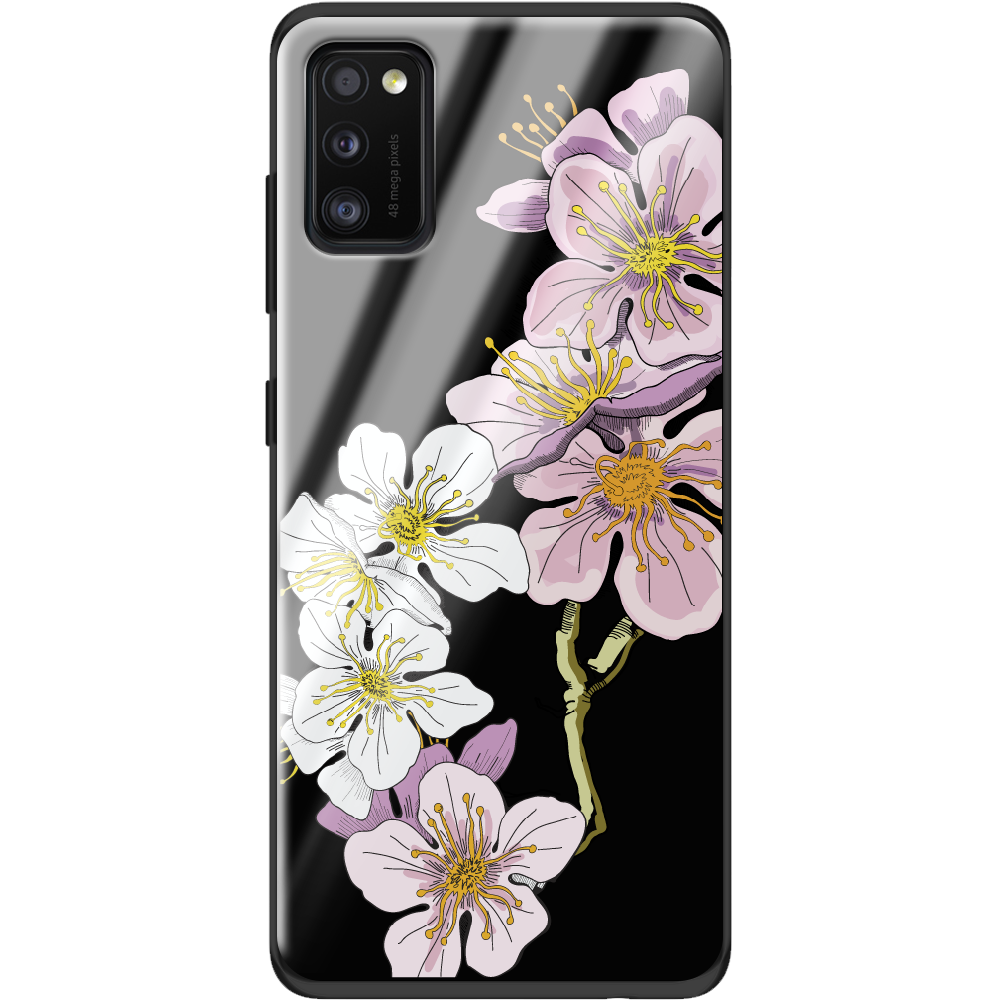 Чехол Boxface Samsung A415 Galaxy A41 Cherry Blossom Черный силикон со стеклом (39755-cc4-40092) - фото 1