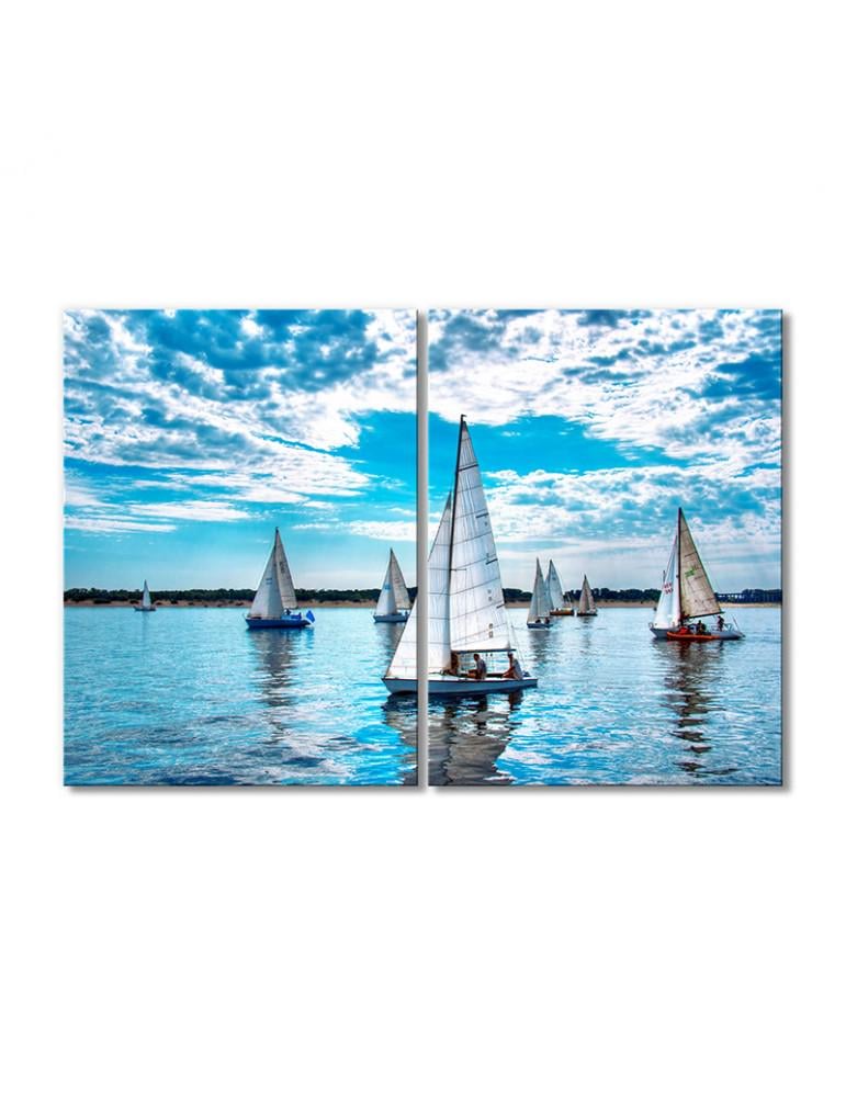 Картина модульная Парусные лодки 2 модуля 90x135 см