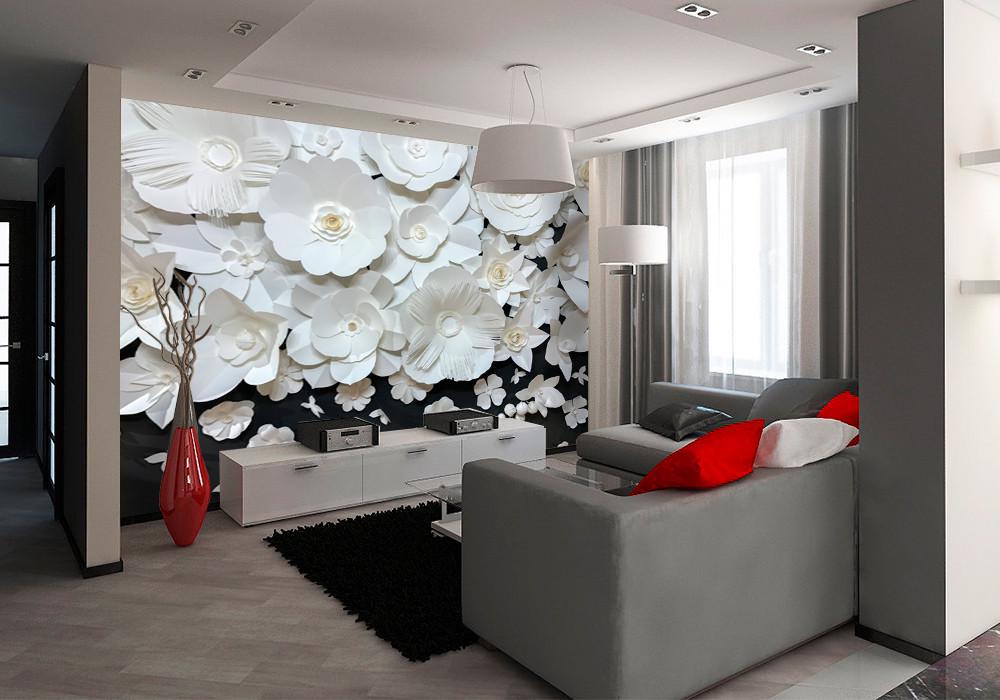 Фотообои 3D флизелиновые цветочные для спальни/зала/кухни Бумажные цветы