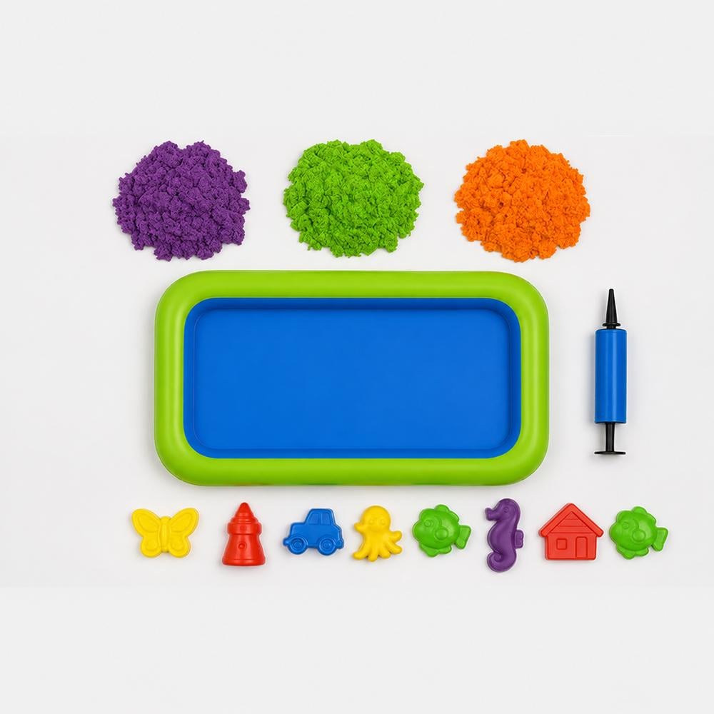 Кинетический песок KidSand 1,2 кг с надувной песочницей 44x60 см/8 формочек (37-115069)