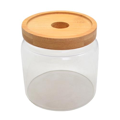 Банка для сыпучих продуктов Stenson TD00979-0,55 с бамбуковой крышкой 550 мл 10х10 см (549795)