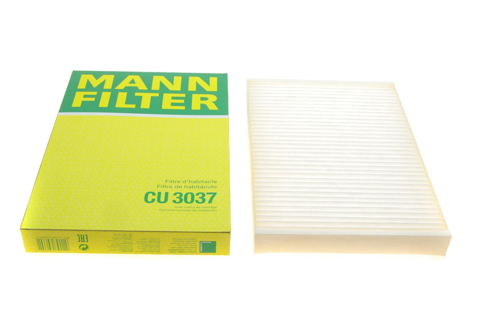 Фильтр салона Mann-Filter для Audi A4 00-08/A6 97-04/Seat Exeo 09-13 (CU 3037)