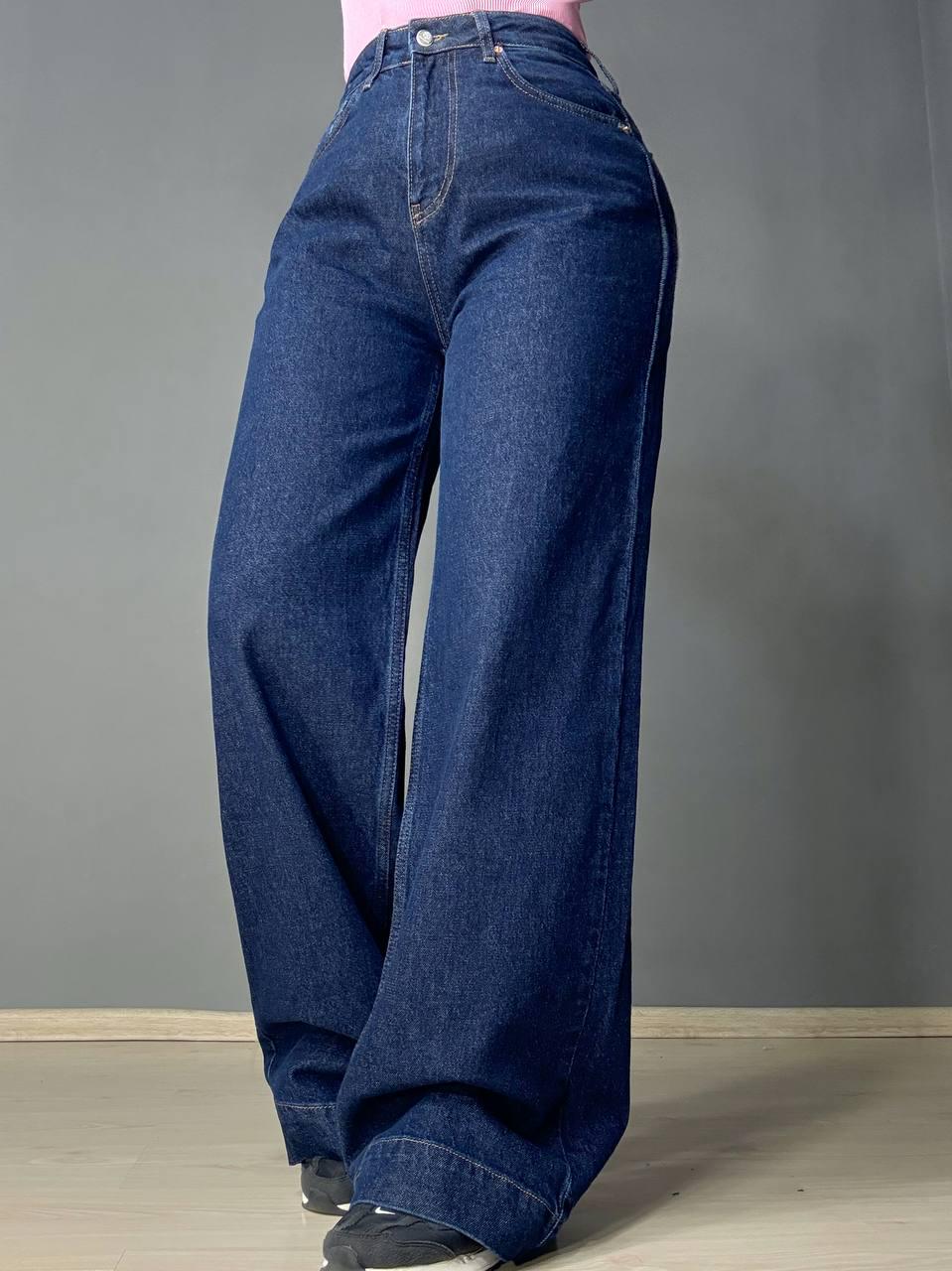 Джинсы женские Mikaletta G-10 wide leg палаццо клеш с манжетом р. 25 Темно-синий (5005) - фото 4