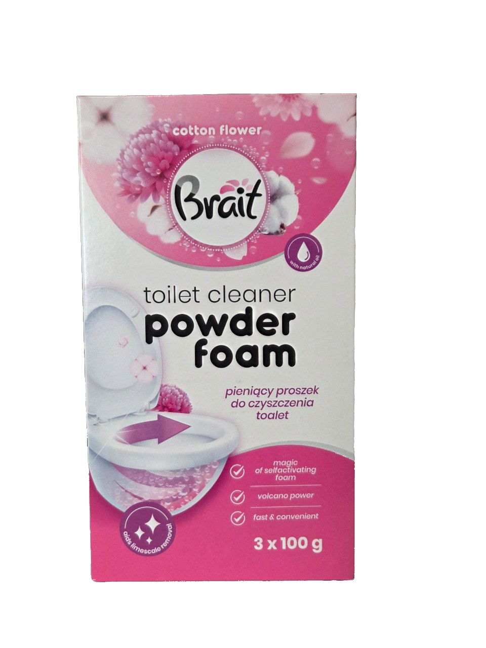 Порошок для чистки унитаза Brait Powder Foam Cotton Flower 3х100 г (N-2687)