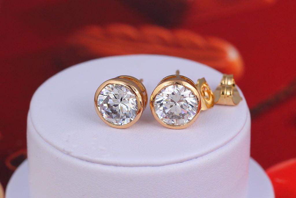 Серьги гвоздики Xuping Jewelry Камень в ободке 10 мм Золотистый