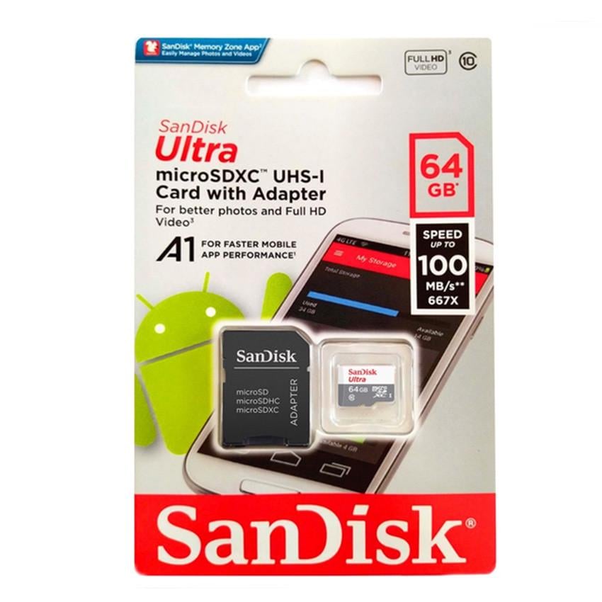Карта памяти SanDisk 64GB microSDXC 10 UHS-I Ultra+адаптер (2562758996)