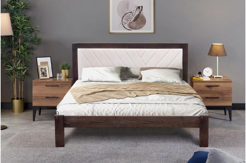 Кровать двуспальная деревянная ZARINA 160х200 см Орех/Белый