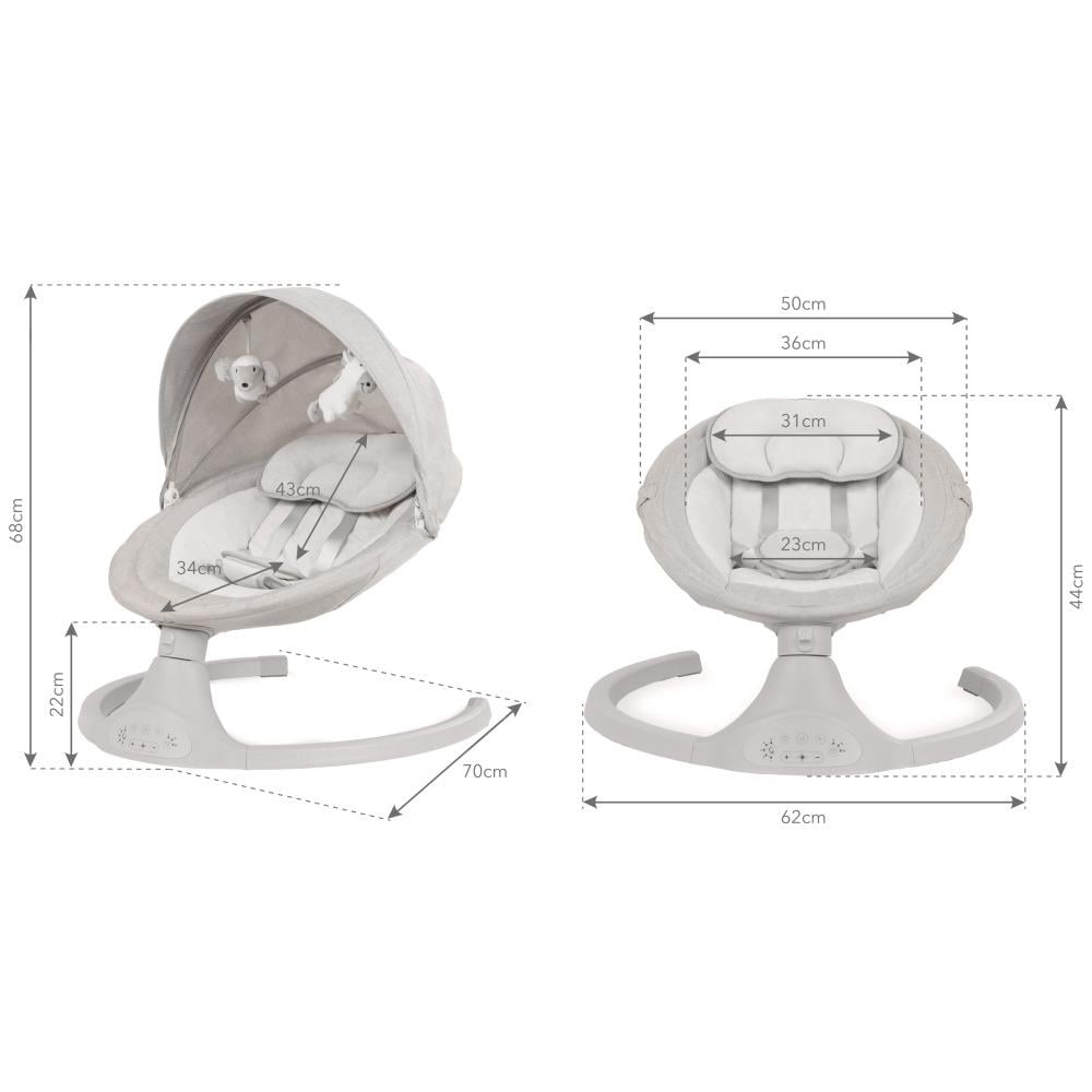 Качели Kidwell Luxi Bluetooth с пультом и балдахином 68x62x70 см Белый (KLLM) - фото 3