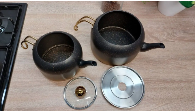 Чайник двухъярусный турецкий OMS 8250-L 2 шт. из нержавеющей стали Bronze - фото 3 Чайник двухъярусный турецкий OMS 8250-L 2 шт. из нержавеющей стали Bronze - фото 3