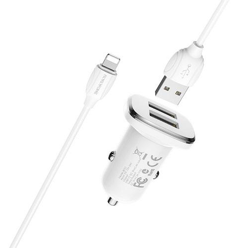 Автомобильное зарядное устройство Borofone BZ12 Lightning USB 2,4 A 5 В White (553395) - фото 4