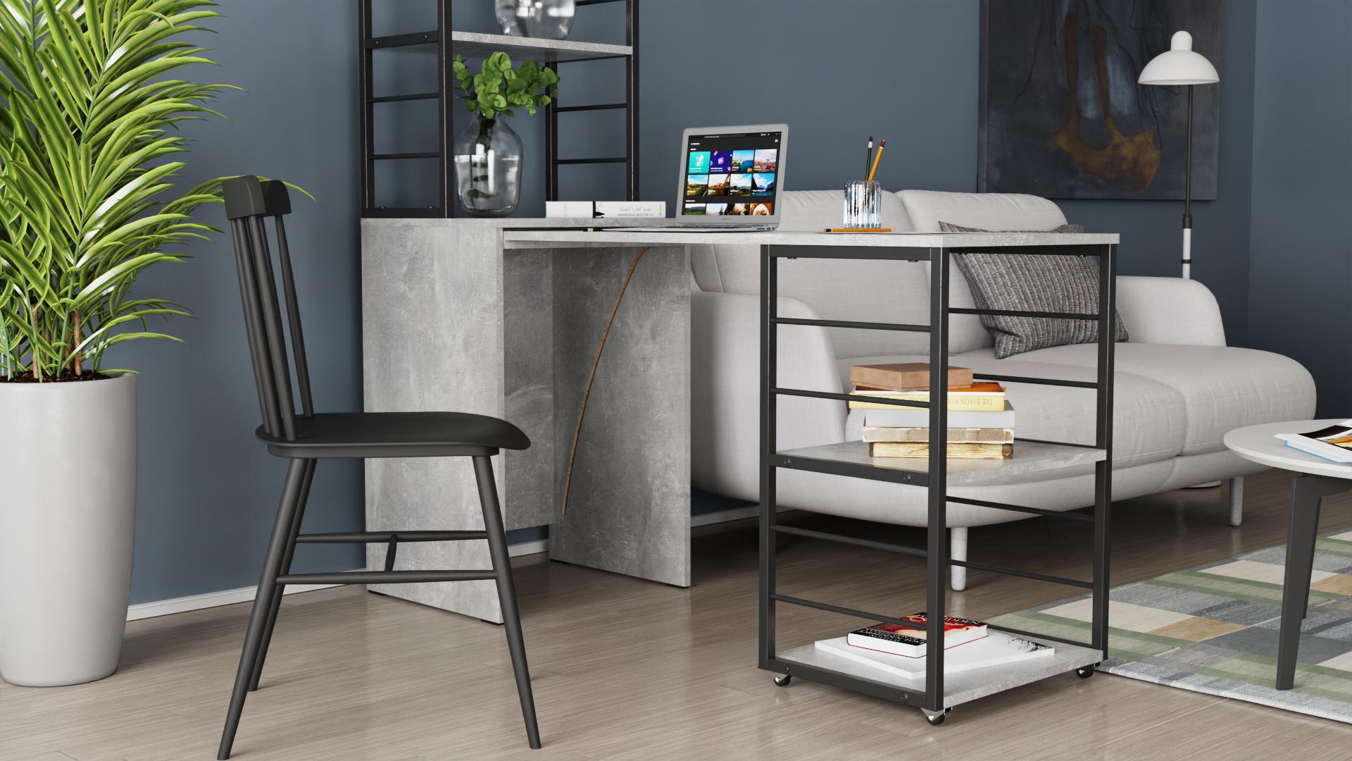 Стіл-тумба трансформер Ferrum-decor Смарт 3/1 з етажеркою метал/ДСП 16 мм 1430x1450x500 мм Чорний/Бетон (FRD-105115) - фото 13 Стіл-тумба трансформер Ferrum-decor Смарт 3/1 з етажеркою метал/ДСП 16 мм 1430x1450x500 мм Чорний/Бетон (FRD-105115) - фото 13