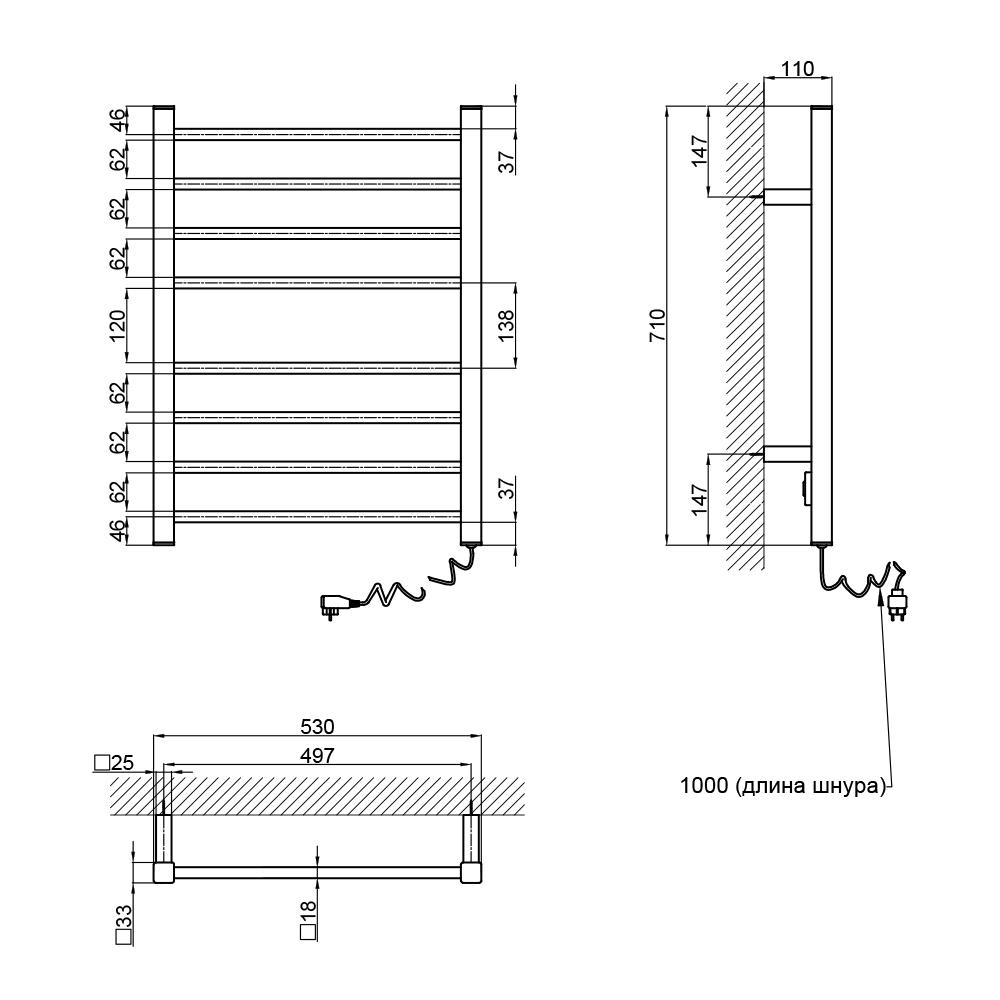 Полотенцесушитель электрический Q-tap Evia WHI 11113S - фото 2