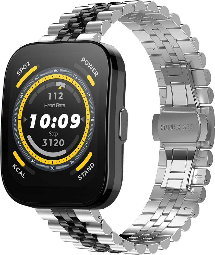 Браслет металлический Stech Line для Amazfit Bip 5 Silver/Black (34345-69)