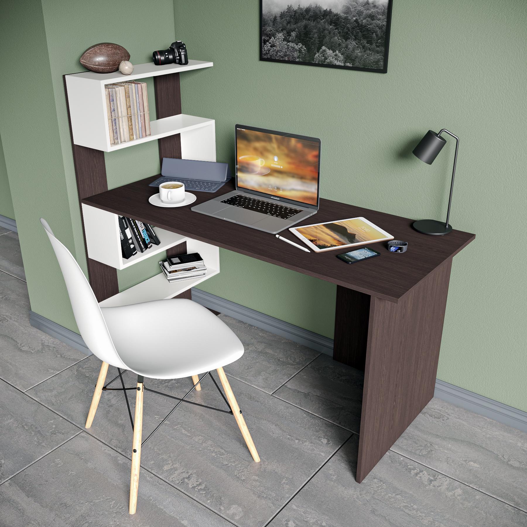 Стол компьютерный Moreli Roland 1416х1226х600 мм Венге/Белый (zg-s24-venge-white)