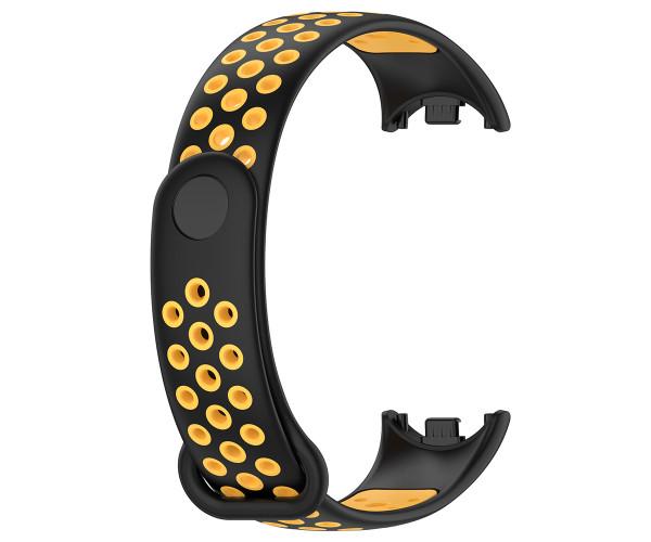Ремешок Sport Silicone для Xiaomi Mi Band 8 Черный с желтым