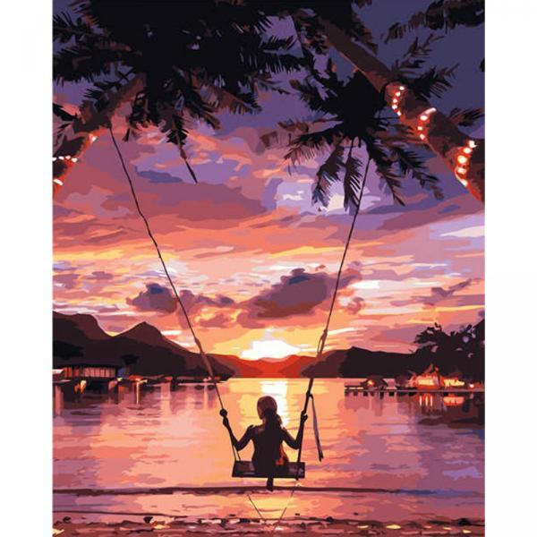 Картина по номерам Strateg Любовь Катание на закате 40х50 см в термопакете (VA-2690-mt)