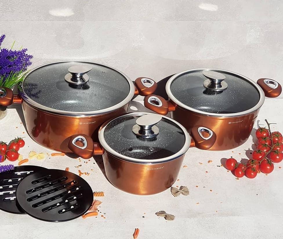 Набор кастрюль Edenber с мраморным покрытием 6 пр. (EB-7422) - фото 1