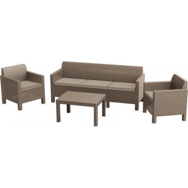 Комплект пластикової садових меблів Keter Orlando Set 3 Seater Sofa Set Капучино (226525)