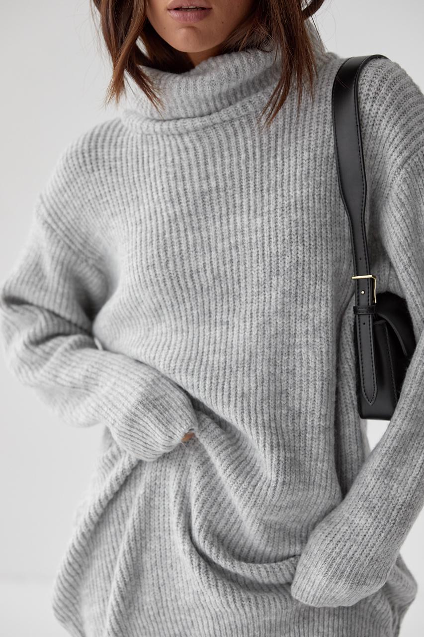 Светр-туніка в'язаний LUREX L Світло-сірий (9506264) - фото 4