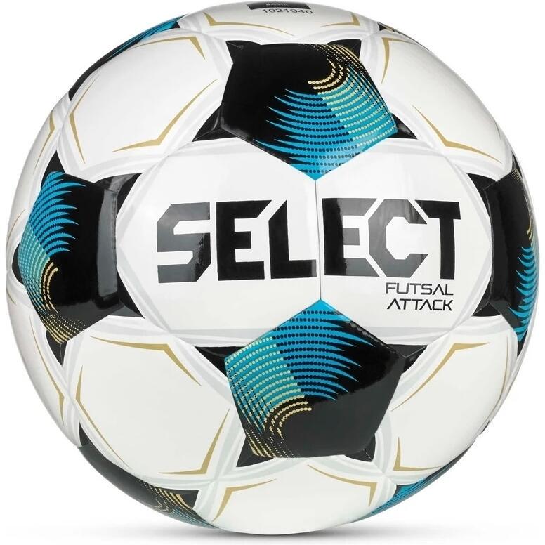 Футзальный мяч Select FUTSAL ATTACK DB (FIFA BASIC) V26 бело-голубо-золотой Размер 4 107347-009