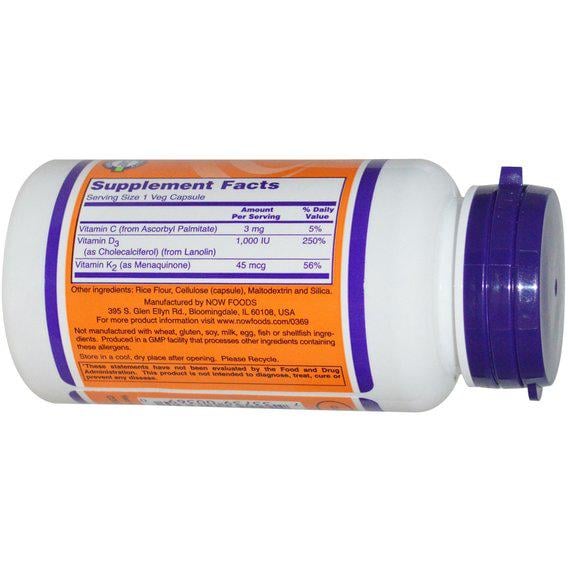 Комплекс NOW Foods Vitamin D-3 & K-2 120 Veg Caps - фото 2