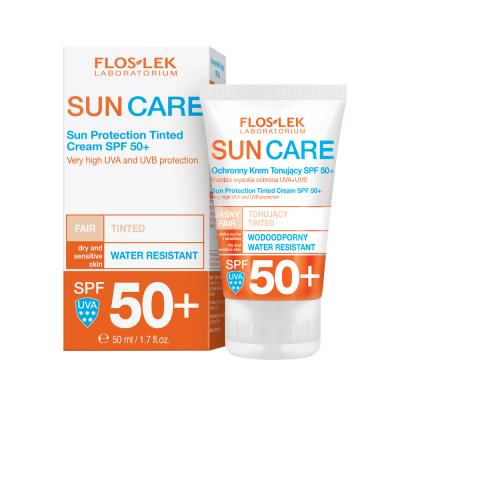 Крем для сухой и чувствительной кожи Floslek с SPF 50+ Солнцезащитный тонирующий 50 мл (312001)