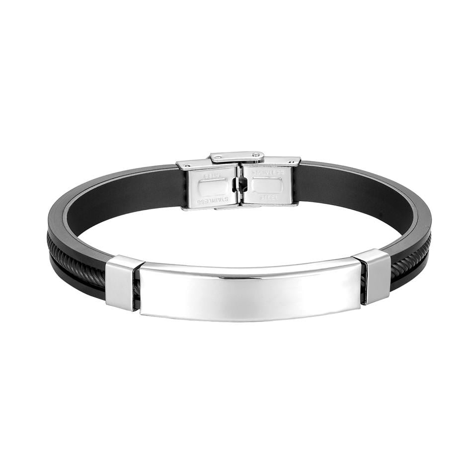Браслет под гравировку из медицинской стали на силиконовом ремешке 20 см (BSS-081)