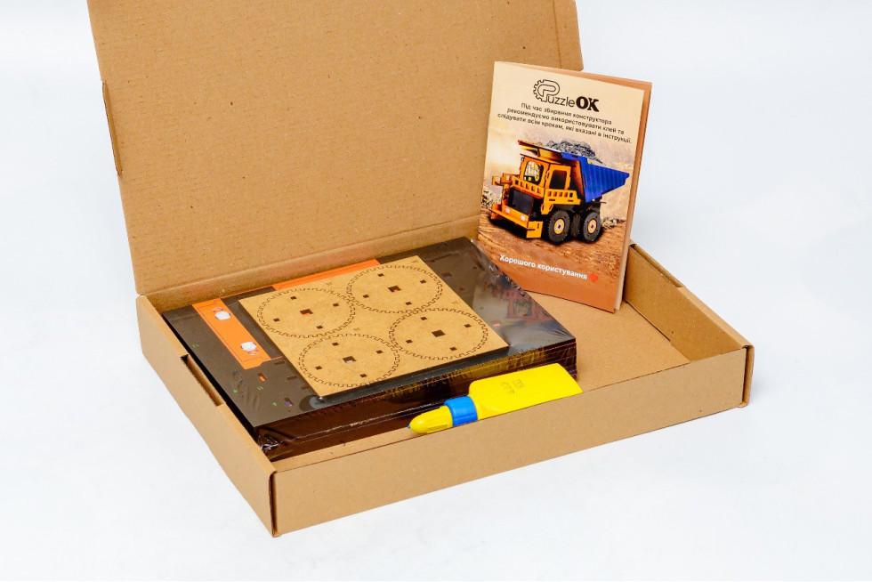 Конструктор з дерева механічний PuzzleOK 3D Самоскид 96 деталей - фото 7 Конструктор з дерева механічний PuzzleOK 3D Самоскид 96 деталей - фото 7