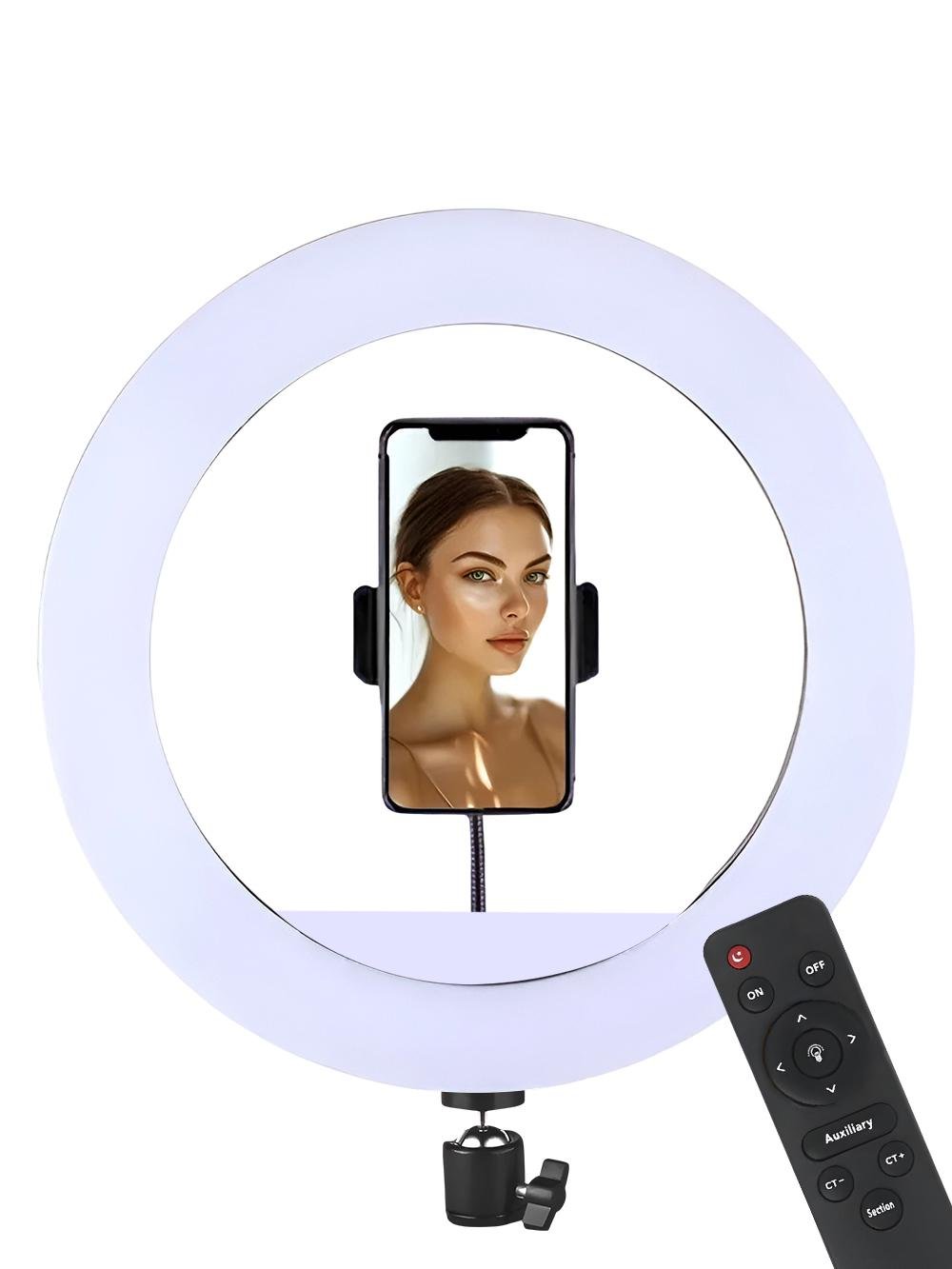 Лампа кольцевая Andowl Q-L201X1 LED с держателем телефона и пультом управления 33 см Черный (1bf7636b) - фото 10