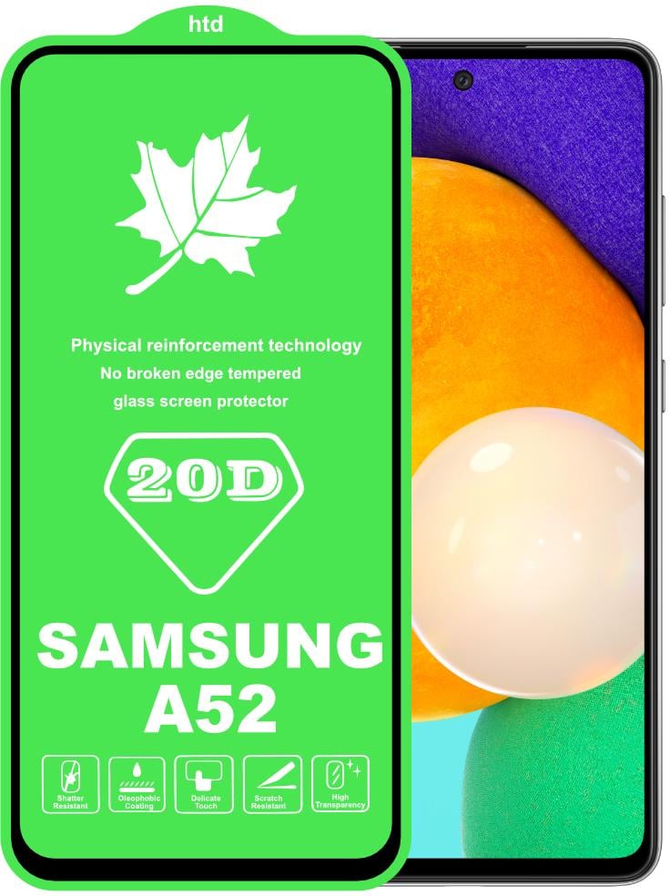 Защитное стекло 20D Glass для Samsung Galaxy A52 A525 большой радиус (22360)