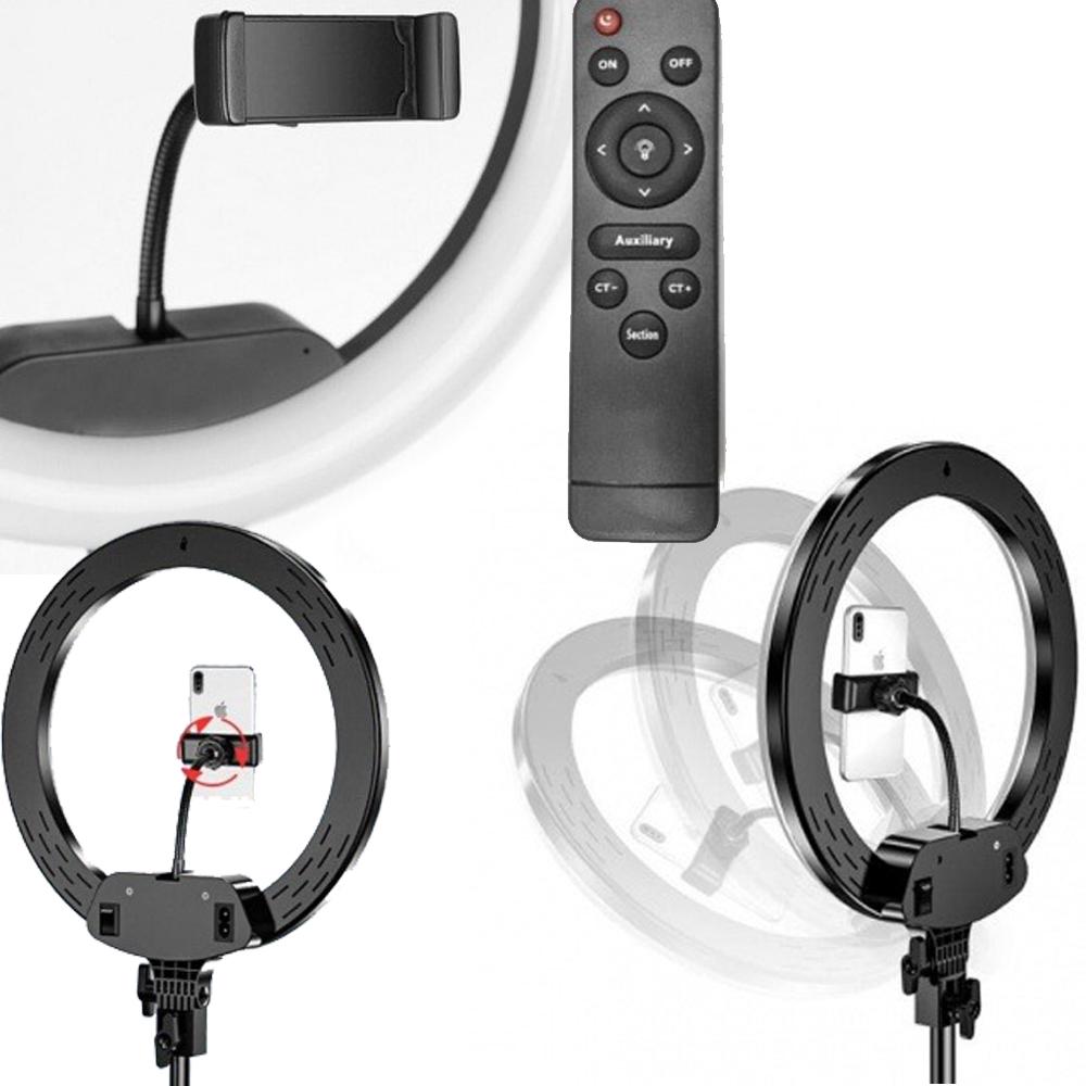 Кольцевая лампа LED Ring Fill Light AL33 33 см с креплением телефона и пультом питания 220 В - фото 2
