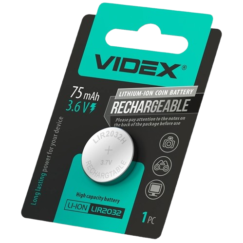 Аккумулятор литиевый Videx LIR2032 BLISTER CARD CR2032 3,6V (33352840)