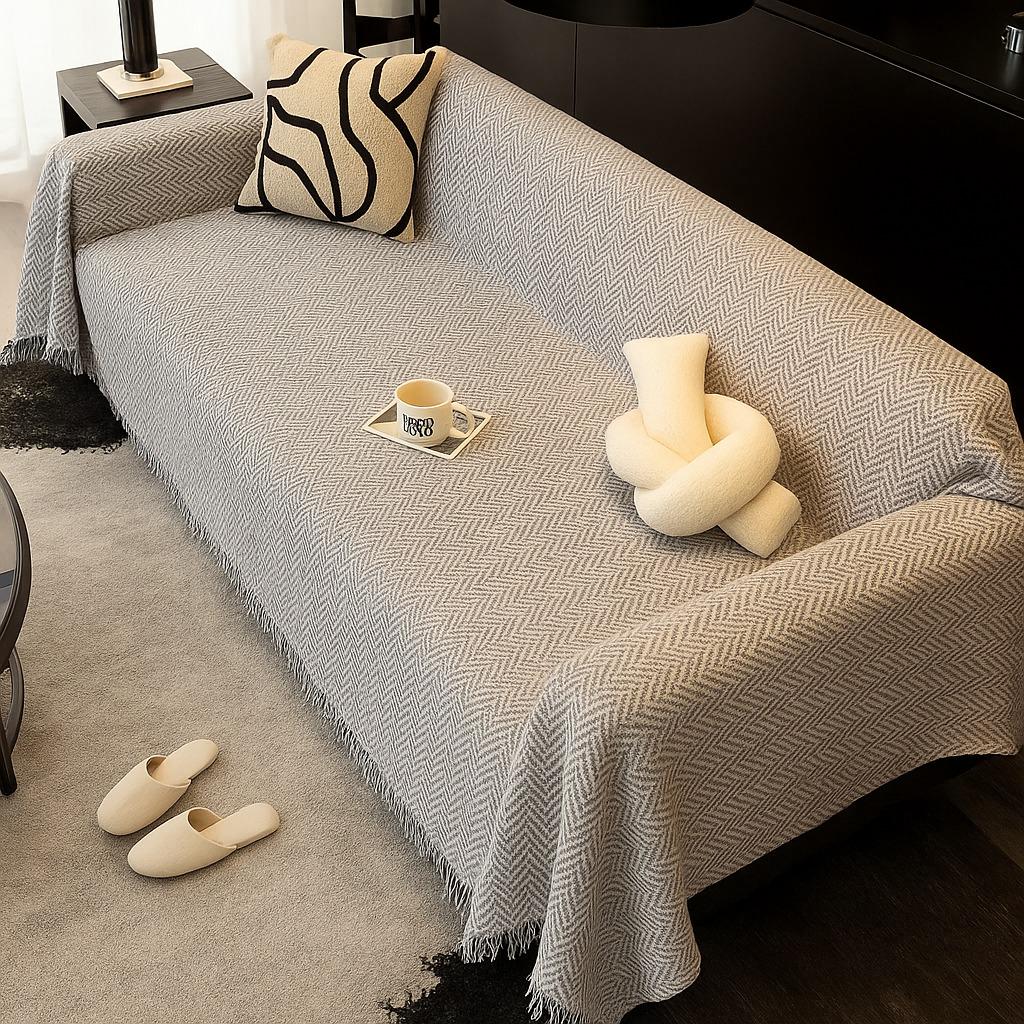 Плед покрывало на диван и кровать для мягкой мебели 180х230 см Светло-серый - фото 2
