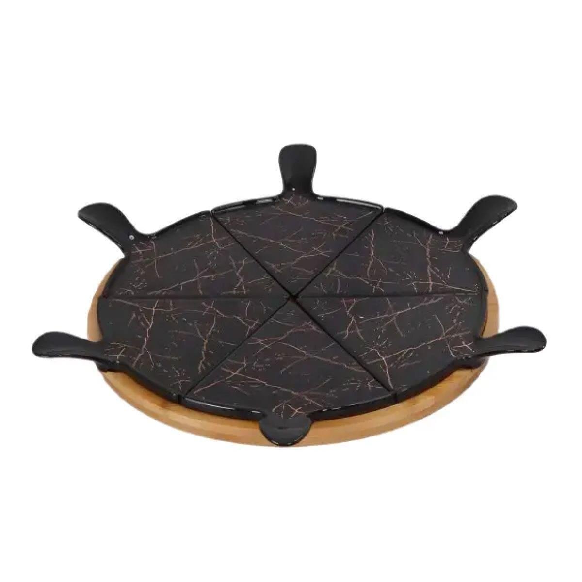 Тарелка для пиццы HP1247 керамическая с вращающейся подставкой 28 см Черный (A-032746) - фото 1