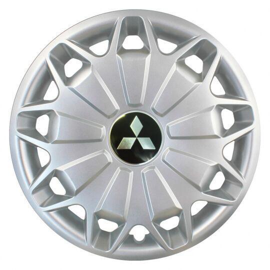 Автомобильные колпаки SKS 338 R15 с логотипом Mitsubishi 4 шт. Серебристый