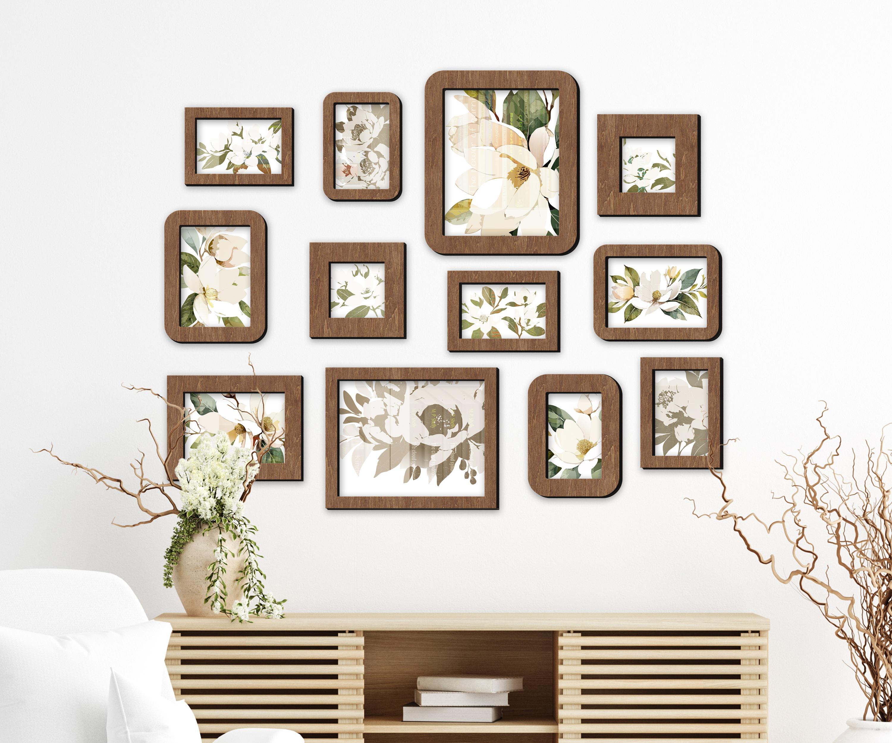 Набір настінних фоторамок The Frame Depot дерев'яних на 12 фото Коричневий (frame_set_12_piece-2) - фото 5 Набір настінних фоторамок The Frame Depot дерев'яних на 12 фото Коричневий (frame_set_12_piece-2) - фото 5