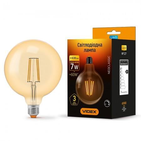 LED-лампа Videx Filament G125FAD дімерна 7W E27 2200K (27844498)