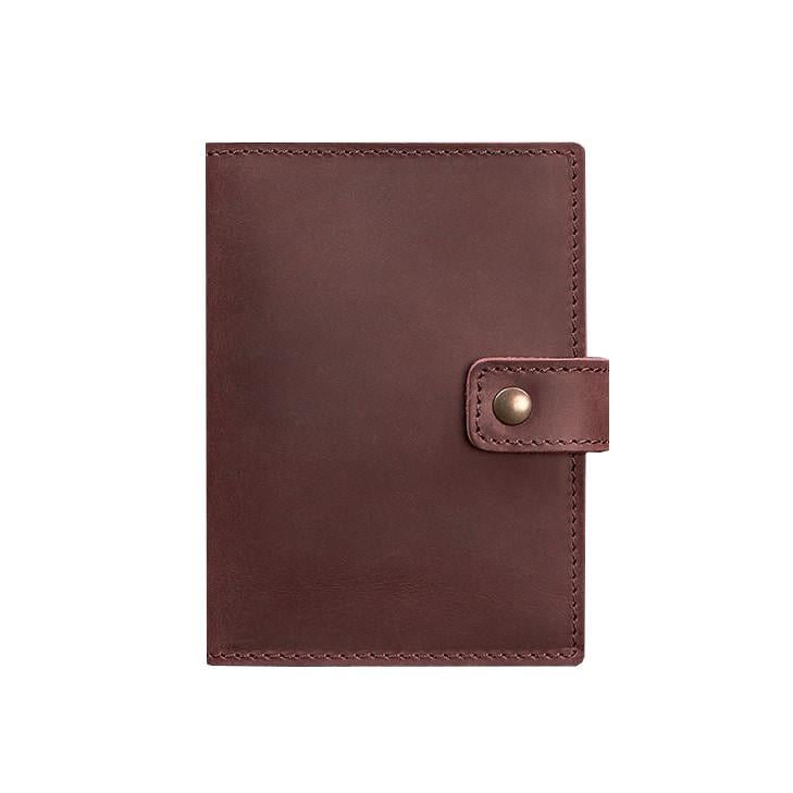 Обложка кожаная для паспорта 5.0 с окошком Crazy Horse Бордовый (A-026731)