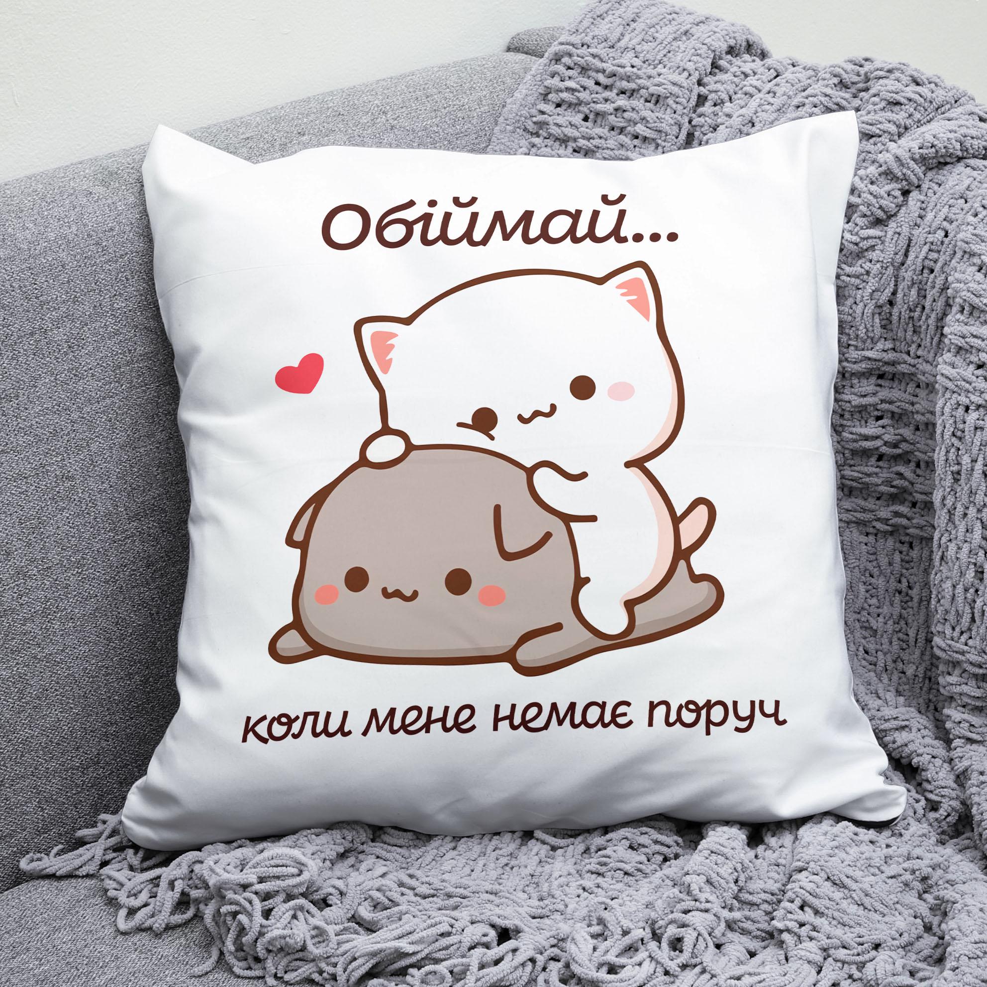 Плюшевая подушка квадрат с принтом Peach with Goma (392)