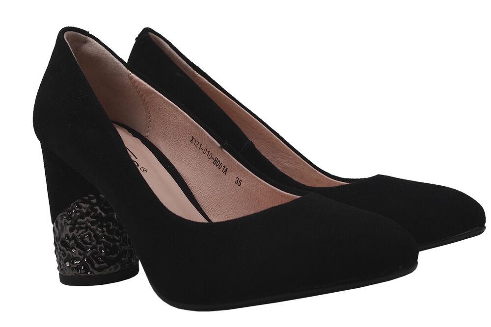Туфли женские Erisses из замши на большом каблуке р. 35  Черный (854-9DT)