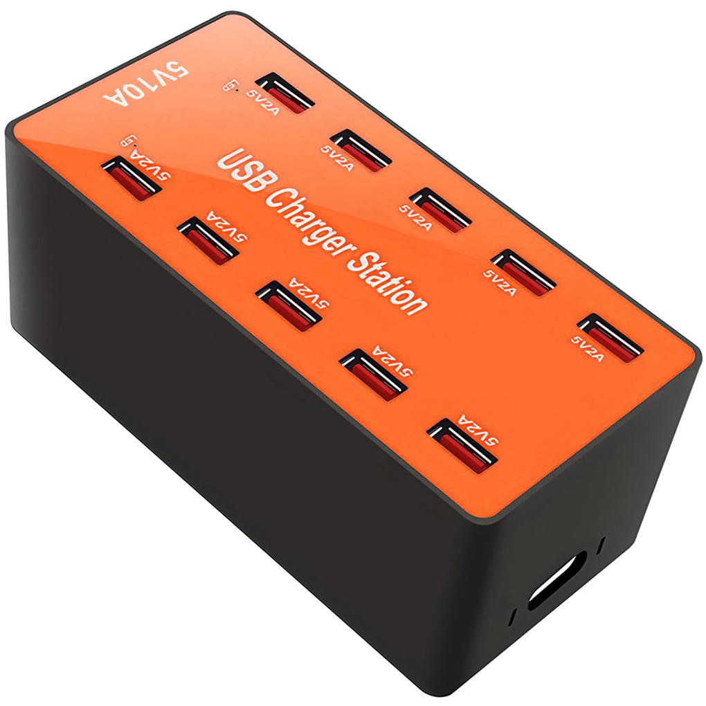 Пристрій мультизарядний мережевий Addap CS-A5B док-станція на 10 USB портів 50 W Orange