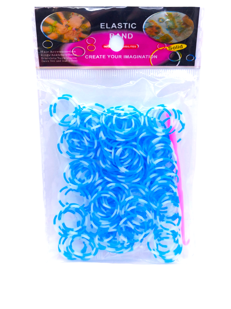 Резинки для плетіння браслетів 200 шт. Біло-блакитний