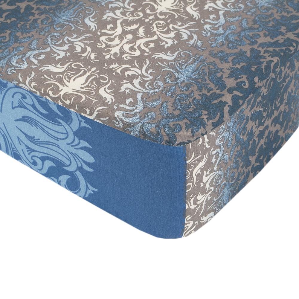 Простыня Iris Home Chris ранфорс на резинке 160х200+25 см Синий (svt-2000022311410)