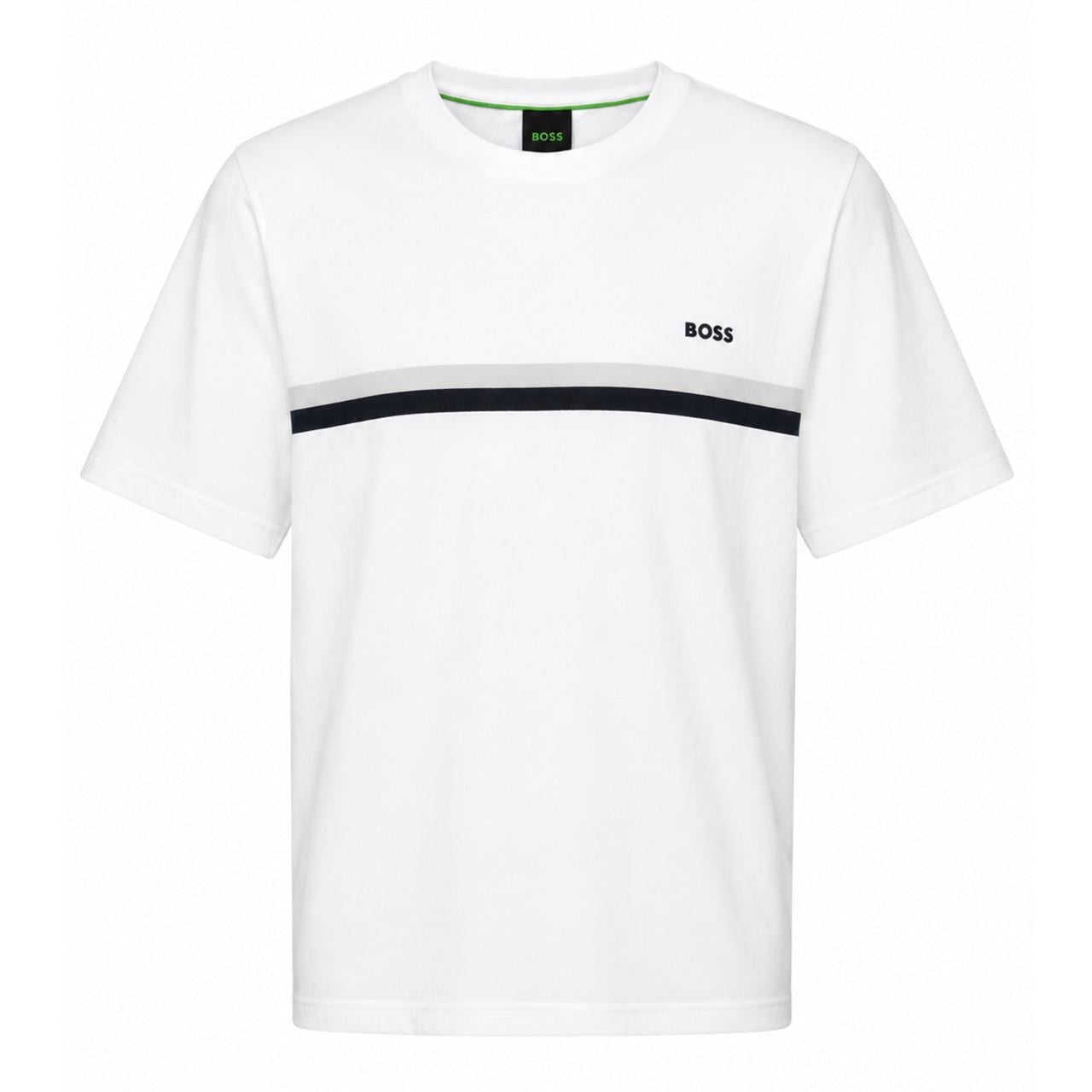 Футболка мужская BOSS Oversize со светоотражающей полосой и логотипом Premium Casual Белый Футболка мужская BOSS Oversize со светоотражающей полосой и логотипом Premium Casual Белый
