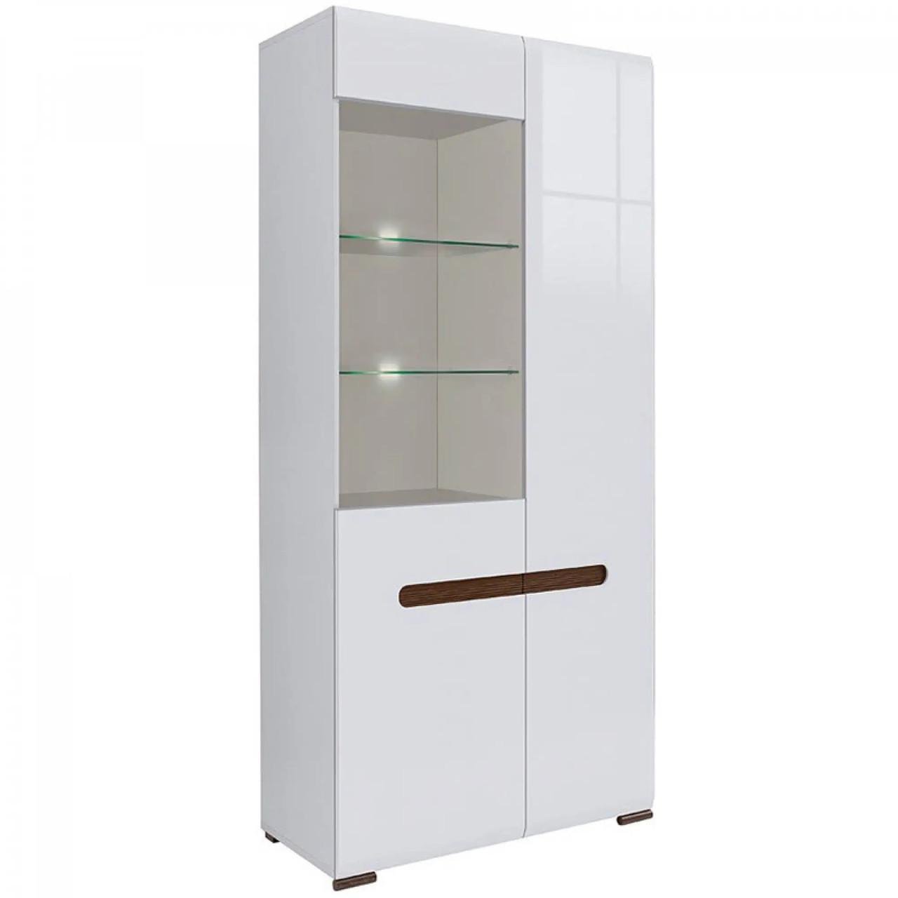 Пенал-вітрина з підсвіткою ВМК Ацтека REG1W1D/21/9 Білий/Білий глянець (GRB-1663)